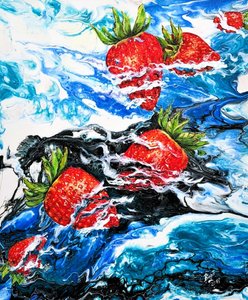 Vibrant Fluid Strawberries by Anda Bieza