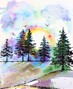 Vibrant Forest Sunset