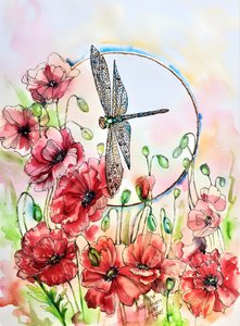 Vibrant Poppies Dragonfly