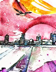 Winter City Sunset by Anda Bieza