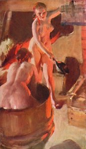 Girls from Dalarna Having a Bath