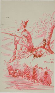 Man Fishing on Bank of River