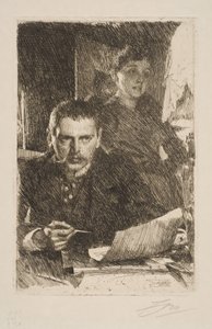 Self-Portrait with Wife Emma by Anders Zorn