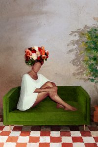 Floral Woman on Sofa by Andile Bokweni