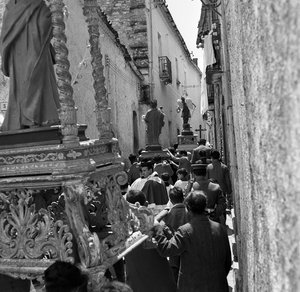 Religious Procession: General View from the Bottom of the Motorcade, Parading in a Very Narrow Street