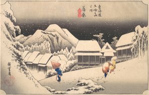 A Snowy Evening at Kambara Station by Ando Hiroshige