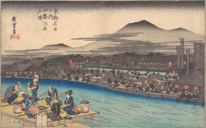 Cooling off in the Evening at Shijogawara by Ando Hiroshige