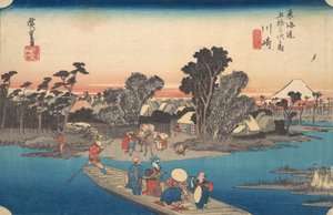 Ferry Boat Crossing the Rokugo River by Ando Hiroshige