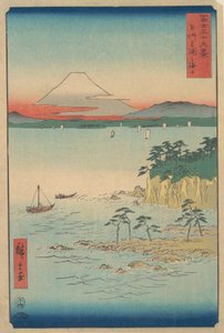 Fuji from Miura, Sagami Soshu Miura no Kaijo, from the series Thirty-six Views of Mount Fuji, 1858 by Ando Hiroshige