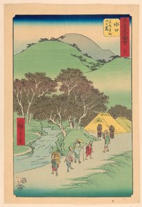 Minakuchi: Famous Pine Trees at the Foot of Mount Hiramatsu from the series 53 Stations of Tokaido by Ando Hiroshige