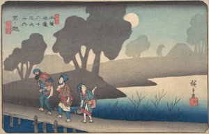 Moonlit Night at Miyanokoshi, from The Sixty-nine Stations of the Kisokaido, ca. 1838