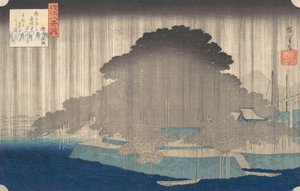 Night Rain at Karasaki, from the series Eight Views of O-mi by Ando Hiroshige