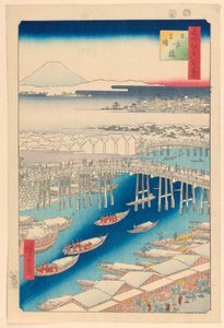 Nihonbashi, Clearing Weather after Show (Nihon-bashi, yuki-bare) From the Series One Hundred Famous Views of Edo by Ando Hiroshige