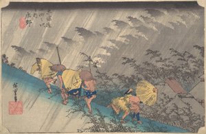 Sudden Shower at Shono, from the Series Fifty-three Stations of the Tokaido, 1834-35