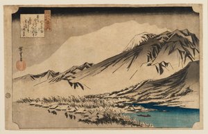 Woodblock print - Evening snow at Mt. Hira, 1797-1858