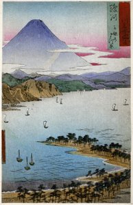 Mount Fuji. Woodcut by Hiroshige in: Fifty Three Stations of the Tokaido (1833-1834). Postcard, Japan, c.1900 by Ando or Utagawa (after) Hiroshige