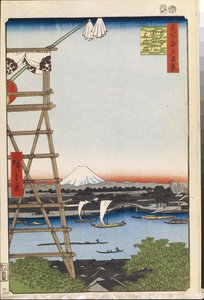 One Hundred Famous Views of Edo: Ekoin Temple in Ryogoku and Moto-Yanagi Bridge