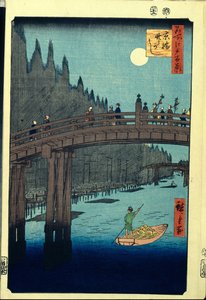 Bamboo Quay by Kyobashi Bridge (One Hundred Famous Views of Edo) by Ando or Utagawa Hiroshige