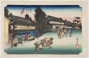 Narumi: Famous Arimatsu Tie-dyed Fabric by Ando or Utagawa Hiroshige