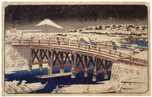 Nihonbashi in the Snow by Ando or Utagawa Hiroshige
