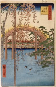 Precincts Of The Tenjin Shrine In Kameido by Ando or Utagawa Hiroshige