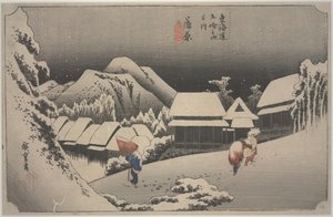 Snow at Night by Ando or Utagawa Hiroshige