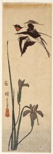 Swallows And Iris by Ando or Utagawa Hiroshige