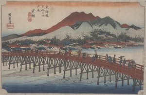 The Great Sanjo Bridge, 1834 by Ando or Utagawa Hiroshige
