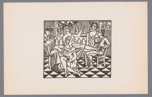 Two Sailors and Three Women in a Café (Six Woodcuts with Maritime Scenes) by André Lhote