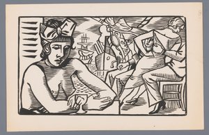 Woman with Bare Upper Body in a Bar (Six Woodcuts with Maritime Scenes) by André Lhote