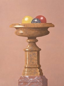 Marble Vase, Red, Black and Yellow Marble Balls by Andras Kaldor