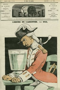 Absinthe hour, illustration of a poem by Gill. Cover in L