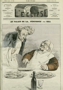 At the palace of penitence, caricature of President of the Republic Adolphe Thiers (1797-1877). Cover in 