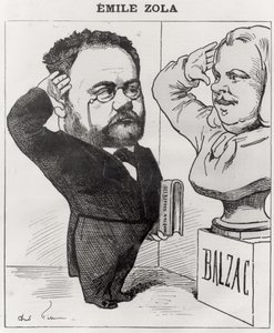 Caricature of Emile Zola Saluting a Bust of Honore de Balzac, 1878
