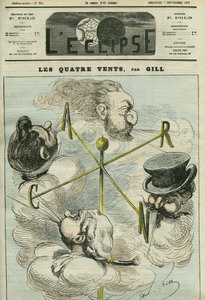 Cartoon The Four Winds, symbolizing the four political parties. Cover in L