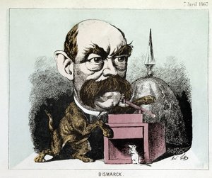 Cartoon of Count Otto Eduard Leopold von Bismarck (1815-1898), Chancellor of the Kingdom of Prussia - Cartoon by Gill