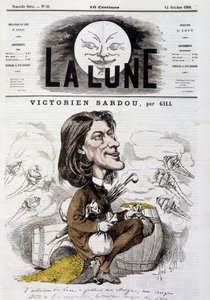 Cartoon by Victorian Sardou by Gill - Cover of The Moon of 14/10/1866 by Andre Gill