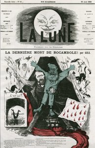 Cartoon of La last mort de Rocamole and its author, Pierre Alexis Ponson du Terrail (1829-1871) by Andre Gill