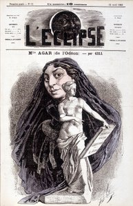 Mademoiselle Agar (from the Odéon) Actress at the French Academy. Drawing by Gill in the Eclipse by Andre Gill