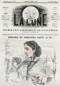 Portrait of Adelina and Carlotta Patti, Italian opera singers. Cartoon by Gill, in The Moon, November 25 by Andre Gill