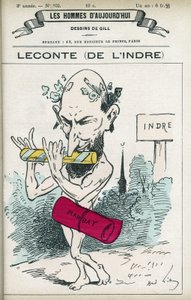 Portrait of Alfred Leconte, French pharmacist, poet, songwriter and politician, he was depute of the Indre from 1876 to 1898. Cartoon by Gill, Paris by Andre Gill
