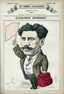 Portrait of Alphonse Humbert, a French and Communard politician, he was sent to the Toulon Bagne in 1872 and to the Noumea Bagne before being granted amnesty in 1879. Cartoon by Gill, Paris.