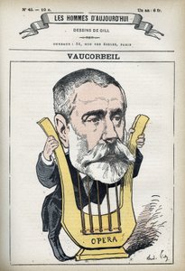 Portrait of Auguste Emmanuel Vaucorbeil (1821-1884), French composer and director of the Paris Opera. Cartoon by Gill, Paris. by Andre Gill