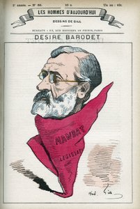 Portrait of Desire Barodet (1823-1906), a French teacher and politician, he was Senator of the Seine from 1896 to 1900. Cartoon by Gill, Paris. by Andre Gill