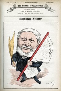 Portrait of Edmond About (1828-1885), French Novelist, Playwright and Art Critic. Cartoon by Gill, Paris. by Andre Gill
