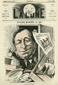 Portrait of Jules Mires, French industrialist. Cartoon by Gill, in 