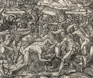 Battle between Margageaz and Tabajares Tribes, from Universal Cosmology