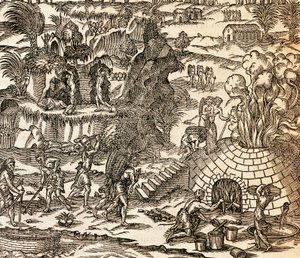 Indian Slaves Working in Mine in Cuba, Illustration from Cosmography by Andre Thevet by Andre Thevet