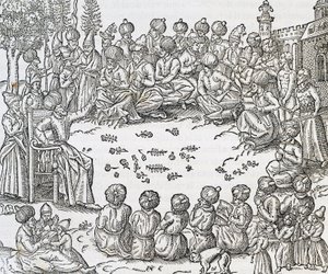 Meeting between Turks and Arabs, Morocco, engraving from Universal Cosmology by Andre Thevet