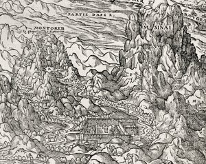 Mountainous Region of Sinai, engraving by Andre Thevet